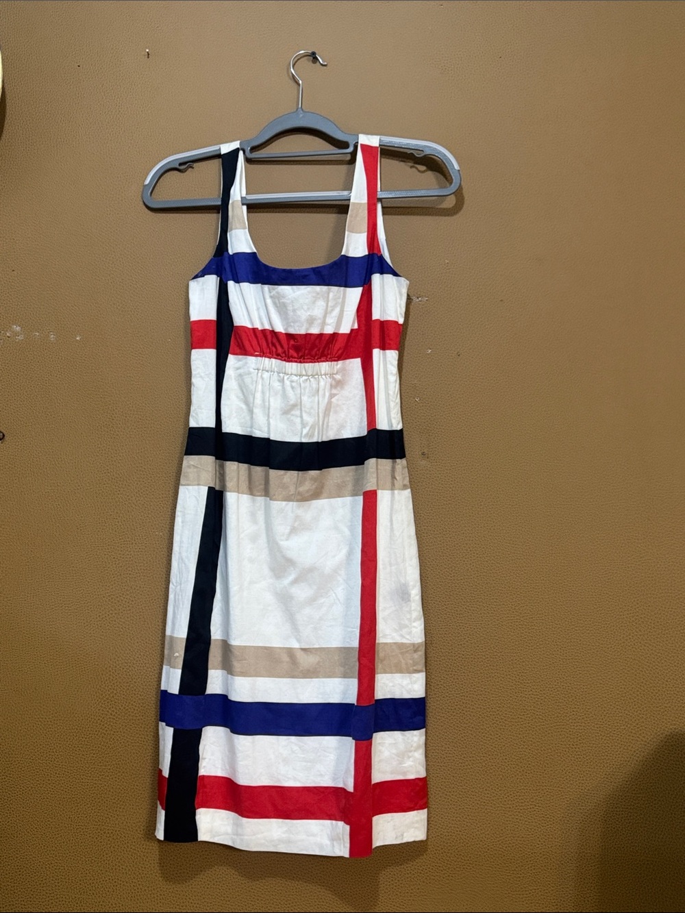 Kenneth Cole Sleeveless Midi Dress in White, Red, Blue & Black